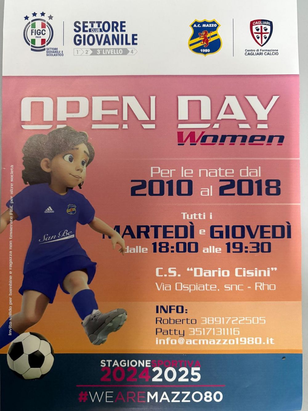Programmazione Open Day femminile